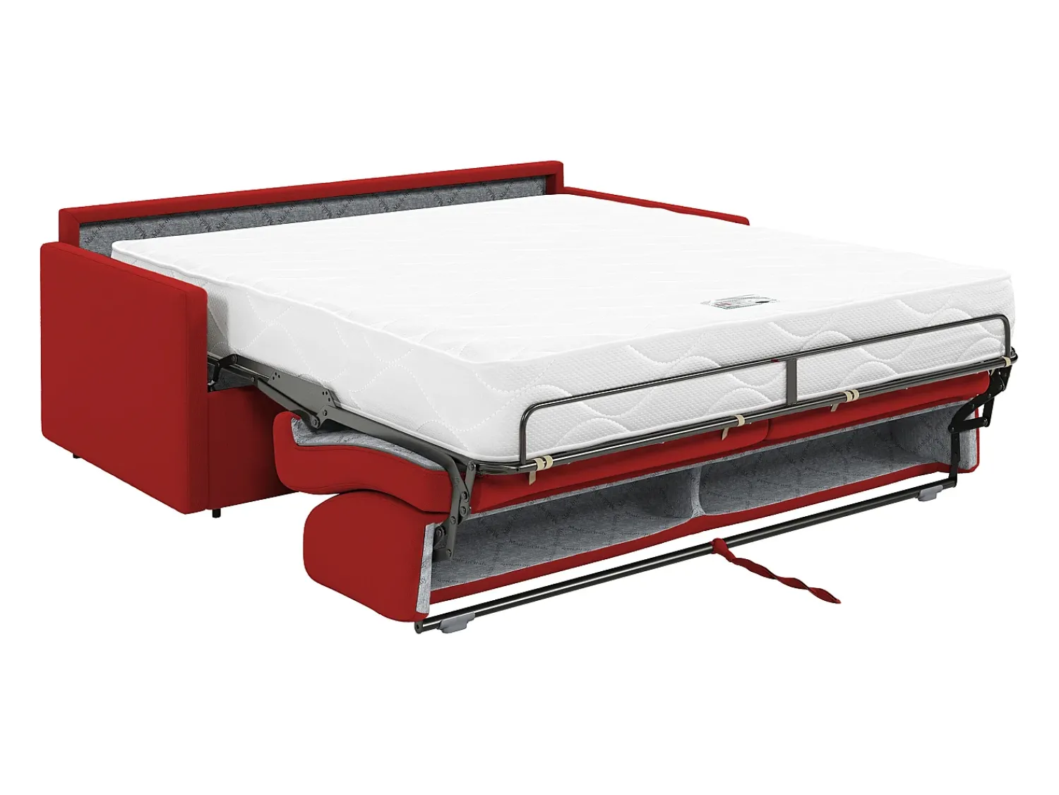 Sofá|Vente-unique Sofá cama 3 lugares colchão de 22 cm tecido cinzento CALIFE Vermelho