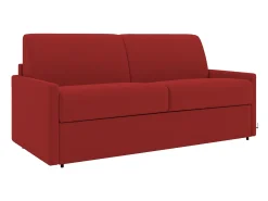 Sofá|Vente-unique Sofá cama 3 lugares colchão de 22 cm tecido cinzento CALIFE Vermelho