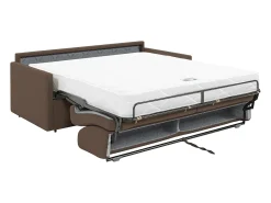 Vente-unique Sofá cama 4 lugares colchão de 18 cm tecido cinzento CALIFE^ Sofá