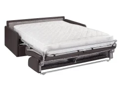 Sofá|Vente-unique Sofá cama 4 lugares colchão de 18 cm pele sintética preta CALIFE Preto