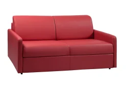 Sofá*Vente-unique Sofá cama 3 lugares colchão de 18 cm pele sintética vermelha CALIFE Vermelho