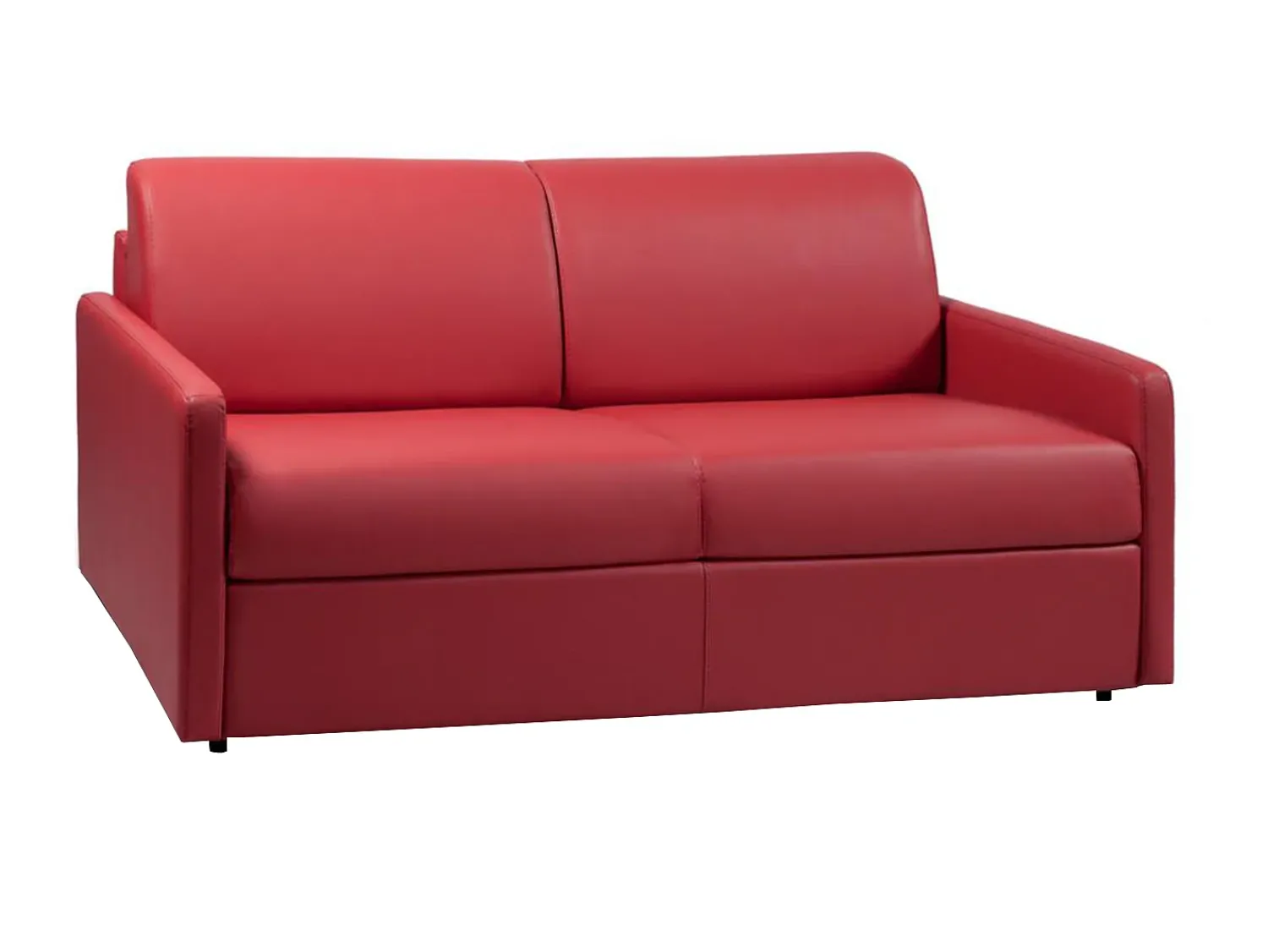 Sofá*Vente-unique Sofá cama 3 lugares colchão de 18 cm pele sintética vermelha CALIFE Vermelho
