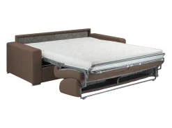 Vente-unique Sofá cama 2 lugares colchão de 14 cm tecido Castanho CALITO^ Sofá