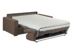 Vente-unique Sofá cama 2 lugares colchão de 18 cm tecido Castanho CALITO Castanho chocolate