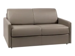 Sofá|Vente-unique Sofá cama 2 lugares colchão de 22 cm pele sintética toupeira CALIFE Taupe