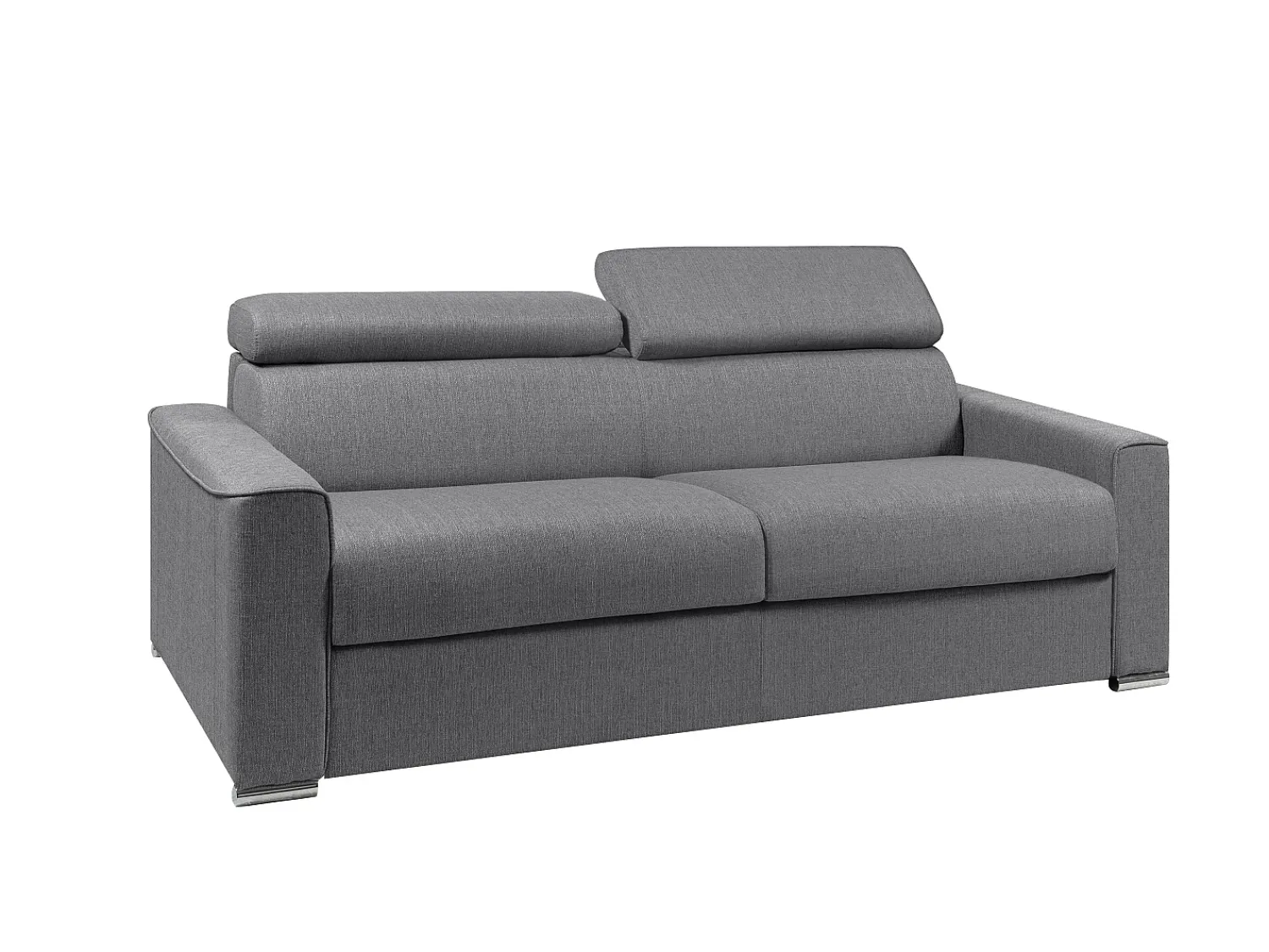 Sofá|Vente-unique Sofá cama 4 lugares colchão de 22 cm tecido VIZIR Cinzento