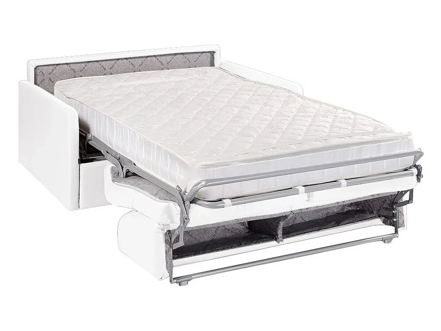 Vente-unique Sofá cama 2 lugares colchão de pele sintética branca CALIFE^ Sofá