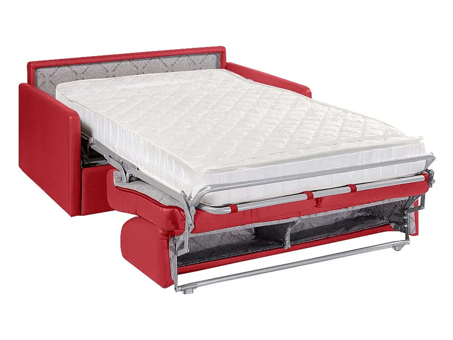 Sofá|Vente-unique Sofá cama 2 lugares colchão de 18 cm pele sintética vermelha CALIFE Vermelho