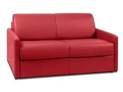 Sofá|Vente-unique Sofá cama 2 lugares colchão de 18 cm pele sintética vermelha CALIFE Vermelho
