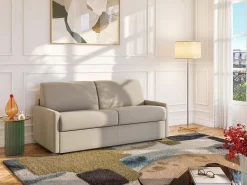Discount Vente-unique Sofá cama 3 lugares colchão de 22 cm tecido cinzento CALIFE Bege