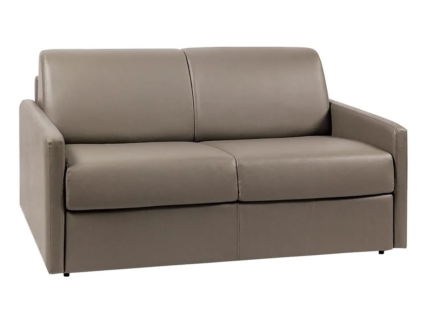 Sofá*Vente-unique Sofá cama 2 lugares colchão de 14 cm pele sintética toupeira CALIFE Taupe