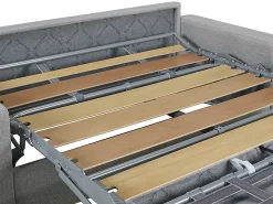 Best Vente-unique Sofá cama 3 lugares colchão de 18 cm pele sintética cinzenta CALITO Cinzento