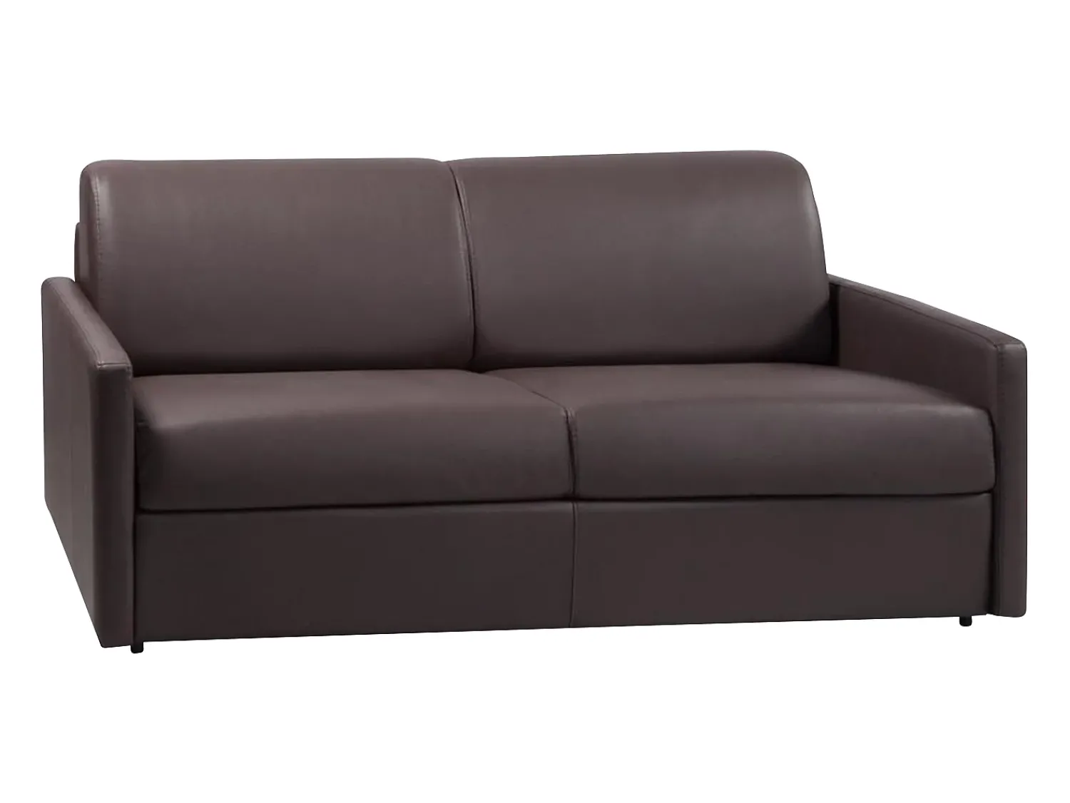 Vente-unique Sofá cama 4 lugares colchão de 22 cm pele sintética CALIFE Castanho