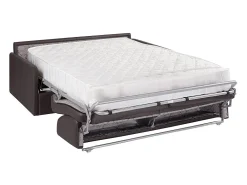 Vente-unique Sofá cama 4 lugares colchão de 22 cm pele sintética CALIFE Castanho