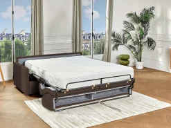 Vente-unique Sofá cama 4 lugares colchão de 22 cm tecido cinzento CALIFE^ Sofá