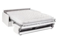 Sale Vente-unique Sofá cama 4 lugares colchão de 18 cm pele sintética branca CALIFE Branco