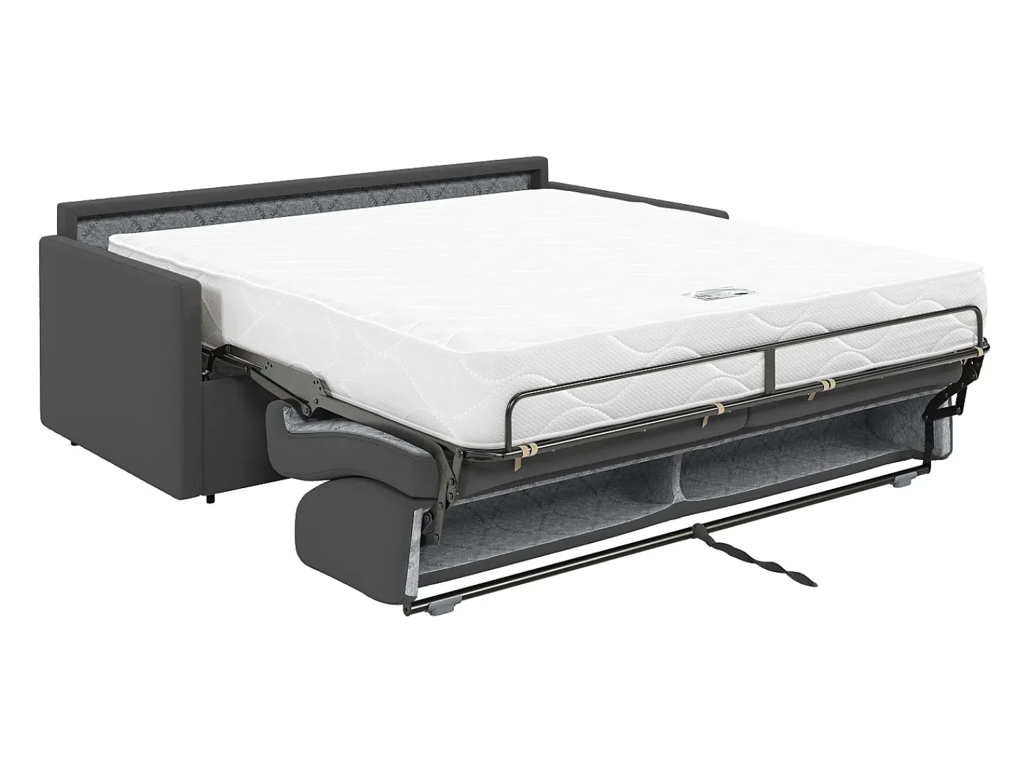 Sofá|Vente-unique Sofá cama 4 lugares colchão de 22 cm tecido CALIFE Cinzento
