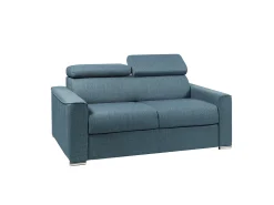 Sofá|Vente-unique Sofá cama 2 lugares colchão de 22 cm tecido VIZIR Azul