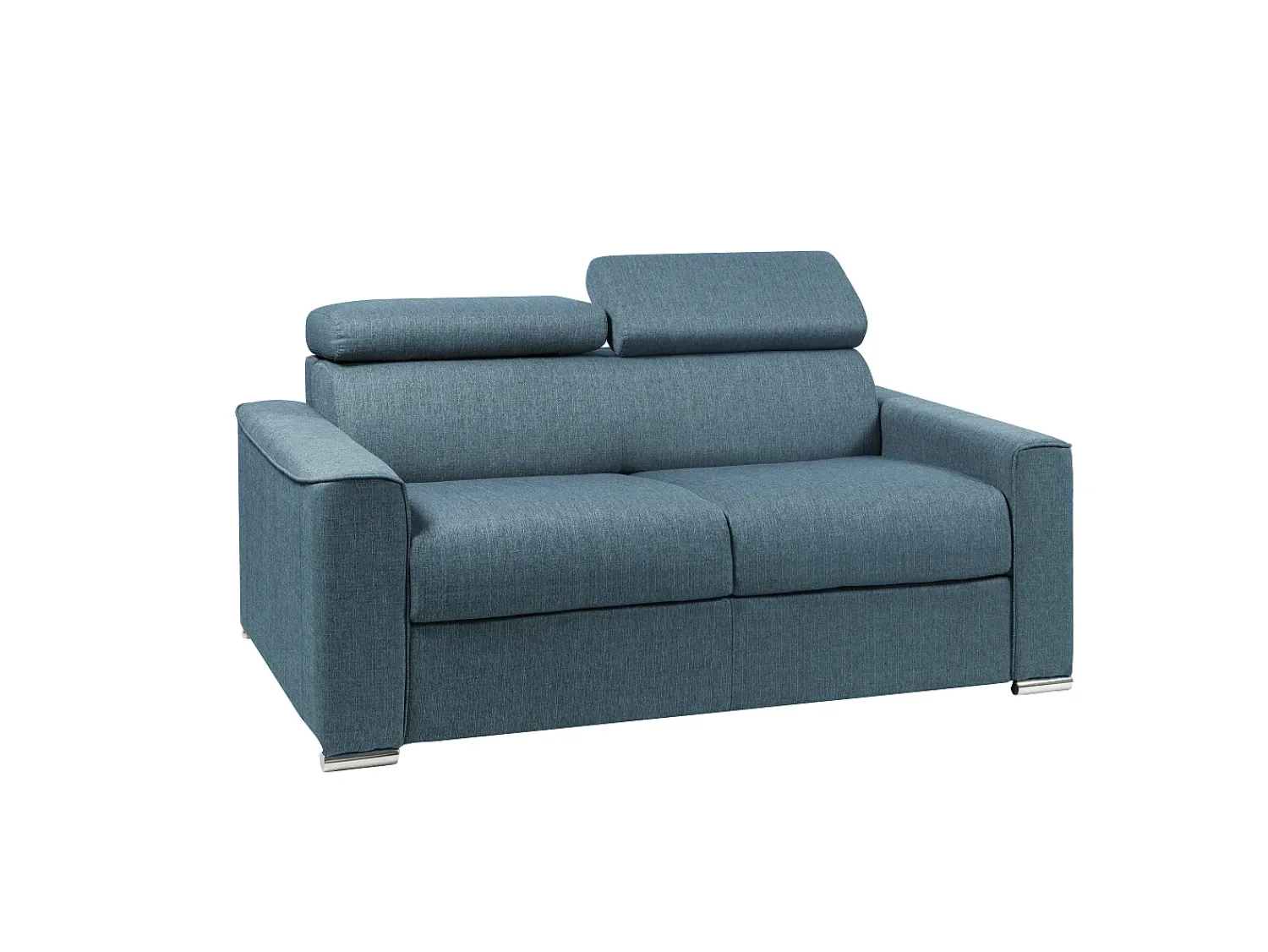 Sofá|Vente-unique Sofá cama 2 lugares colchão de 22 cm tecido VIZIR Azul
