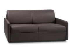 Sofá|Vente-unique Sofá cama 3 lugares colchão de 18 cm pele sintética CALIFE Castanho