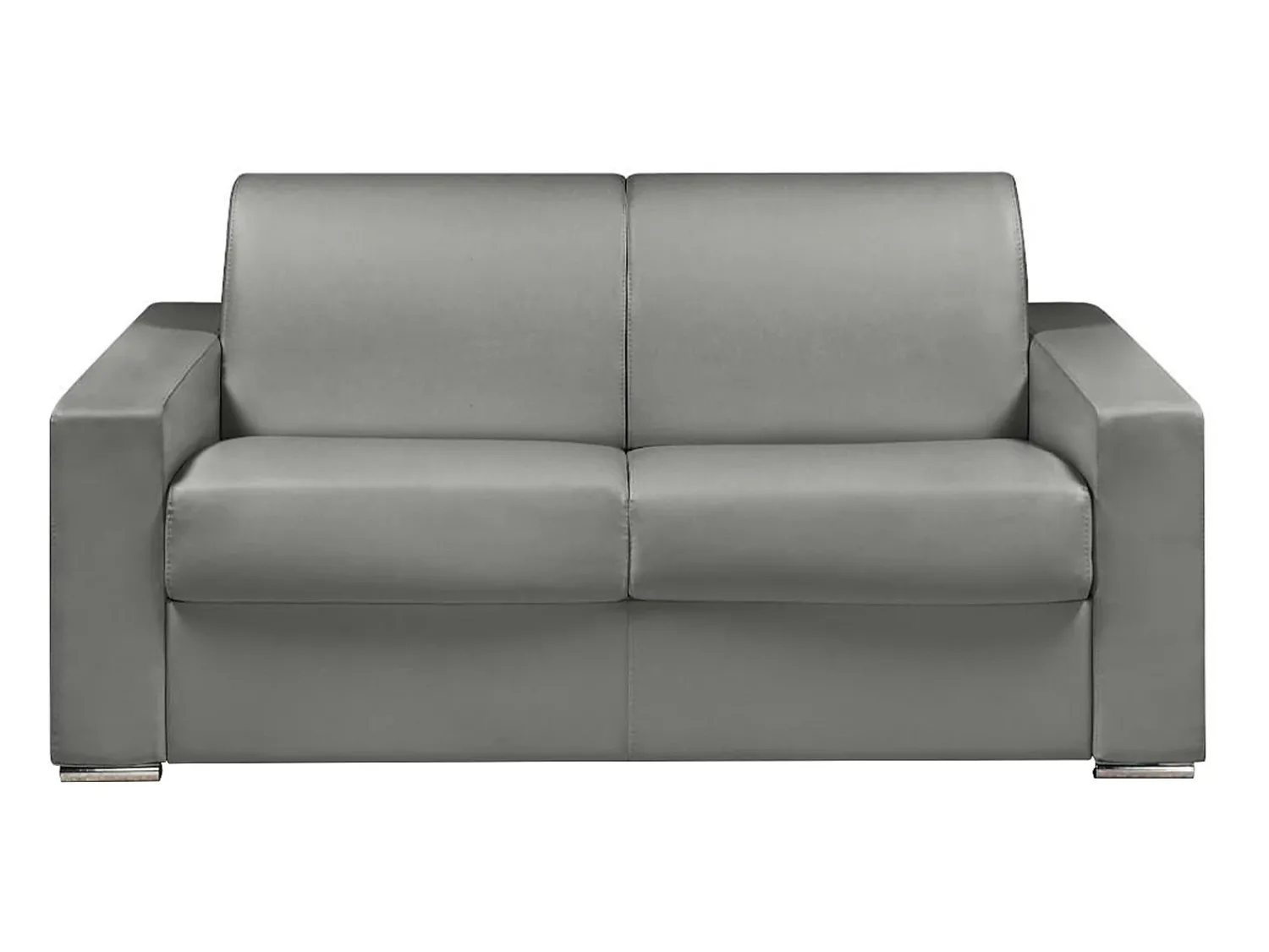 Vente-unique Sofá cama 2 lugares colchão de 14 cm pele sintética cinzenta CALITO^ Sofá