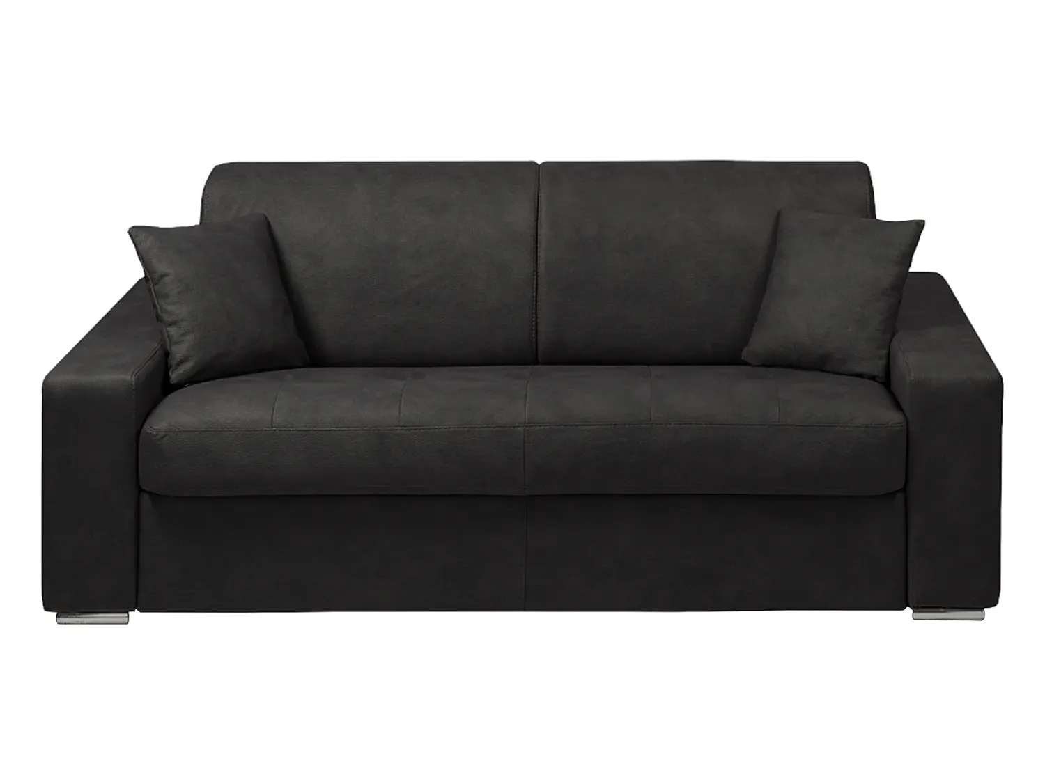 Sofá|Vente-unique Sofá cama 3 lugares em tecido Cinzento escuro colchão de 22 cm EMIR Cinza antracite