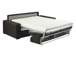Vente-unique Sofá cama 2 lugares em tecido Cinzento escuro colchão de 14 cm EMIR Cinza antracite