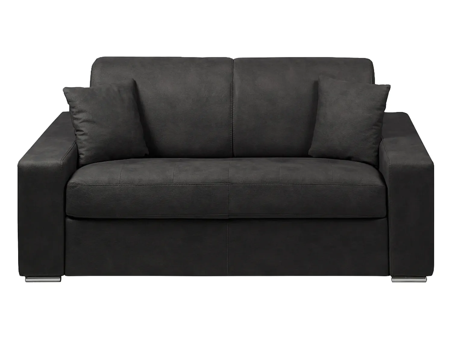 Sofá|Vente-unique Sofá cama 2 lugares em tecido Cinzento escuro colchão de 18 cm EMIR Cinza antracite