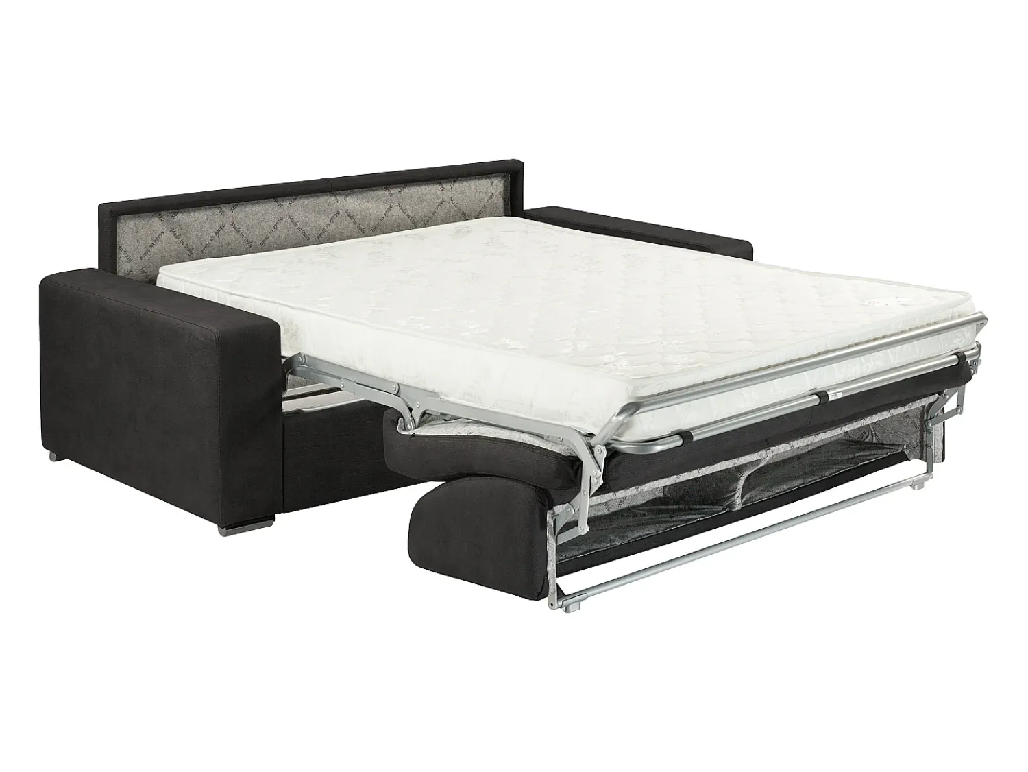 Sofá|Vente-unique Sofá cama 4 lugares em tecido Cinzento escuro colchão de 18 cm EMIR Cinza antracite