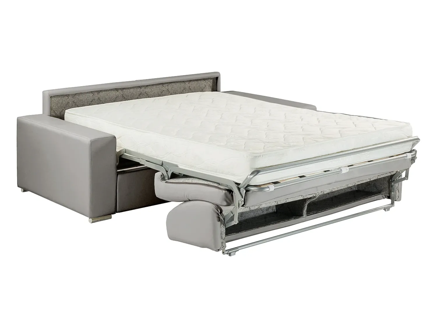 Sofá|Vente-unique Sofá cama 2 lugares pele sintética colchão de 18 cm EMIR Vermelho