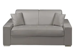 Best Vente-unique Sofá cama 2 lugares pele sintética colchão de 14 cm EMIR Cinzento