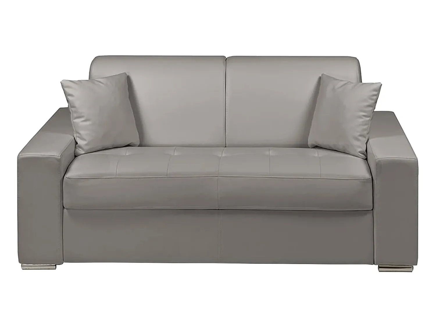 Best Vente-unique Sofá cama 2 lugares pele sintética colchão de 14 cm EMIR Cinzento
