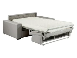 Best Vente-unique Sofá cama 2 lugares pele sintética colchão de 14 cm EMIR Cinzento