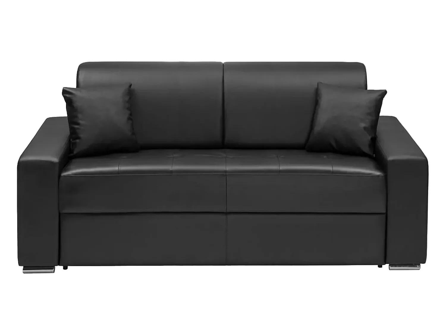 Sofá|Vente-unique Sofá cama 3 lugares pele sintética colchão de 18cm EMIR Preto