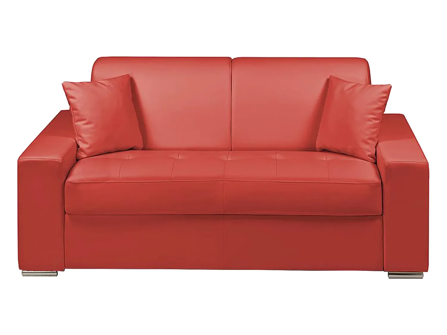 Vente-unique Sofá cama 2 lugares pele sintética colchão de 22 cm EMIR Vermelho