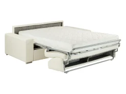 Vente-unique Sofá cama 3 lugares pele sintética colchão de 18 cm EMIR^ Sofá