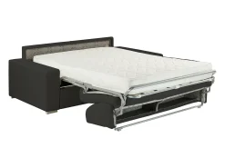Vente-unique Sofá cama 4 lugares pele sintética colchão de 18cm EMIR Preto