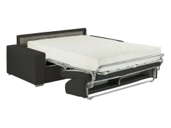 Clearance Vente-unique Sofá cama 3 lugares pele sintética colchão de 22 cm EMIR Preto