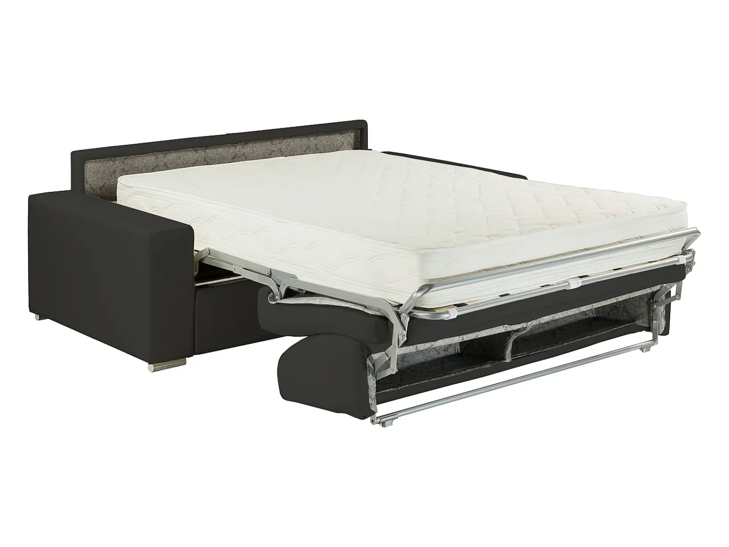Clearance Vente-unique Sofá cama 3 lugares pele sintética colchão de 22 cm EMIR Preto