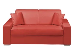 Sofá*Vente-unique Sofá cama 2 lugares pele sintética colchão de 14 cm EMIR Vermelho