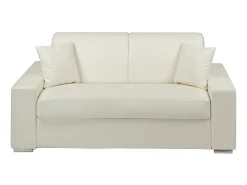 Sofá|Vente-unique Sofá cama 2 lugares pele sintética colchão de 18 cm EMIR Branco