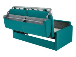 Sofá*Vente-unique Sofá cama 4 lugares rapidamente convertível em tecido Cinza CALIFE Azul turquesa