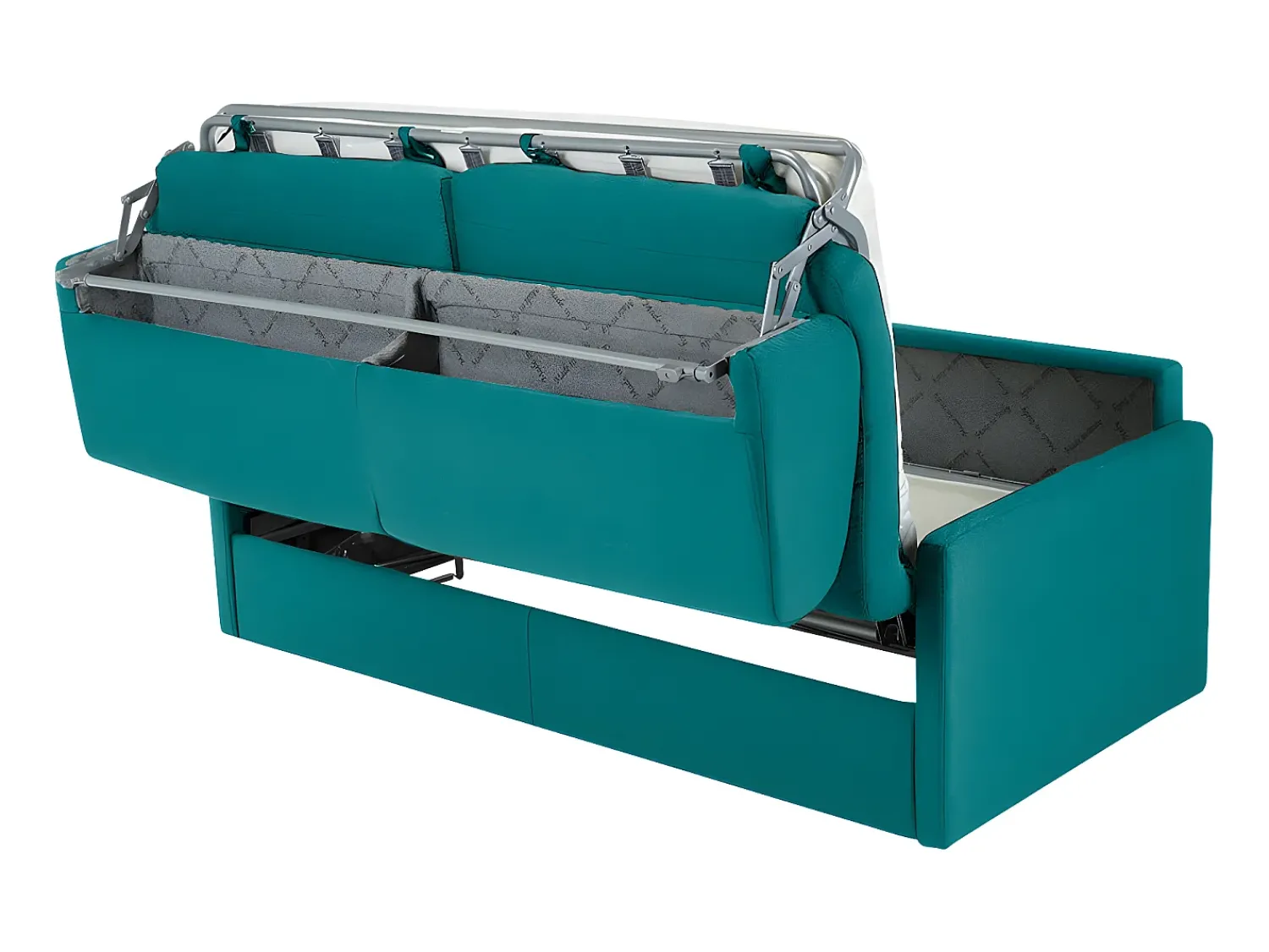 Sofá*Vente-unique Sofá cama 4 lugares rapidamente convertível em tecido Cinza CALIFE Azul turquesa