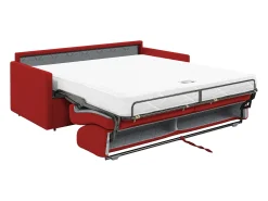 Vente-unique Sofá cama 3 lugares rapidamente convertível em tecido Cinza CALIFE Vermelho