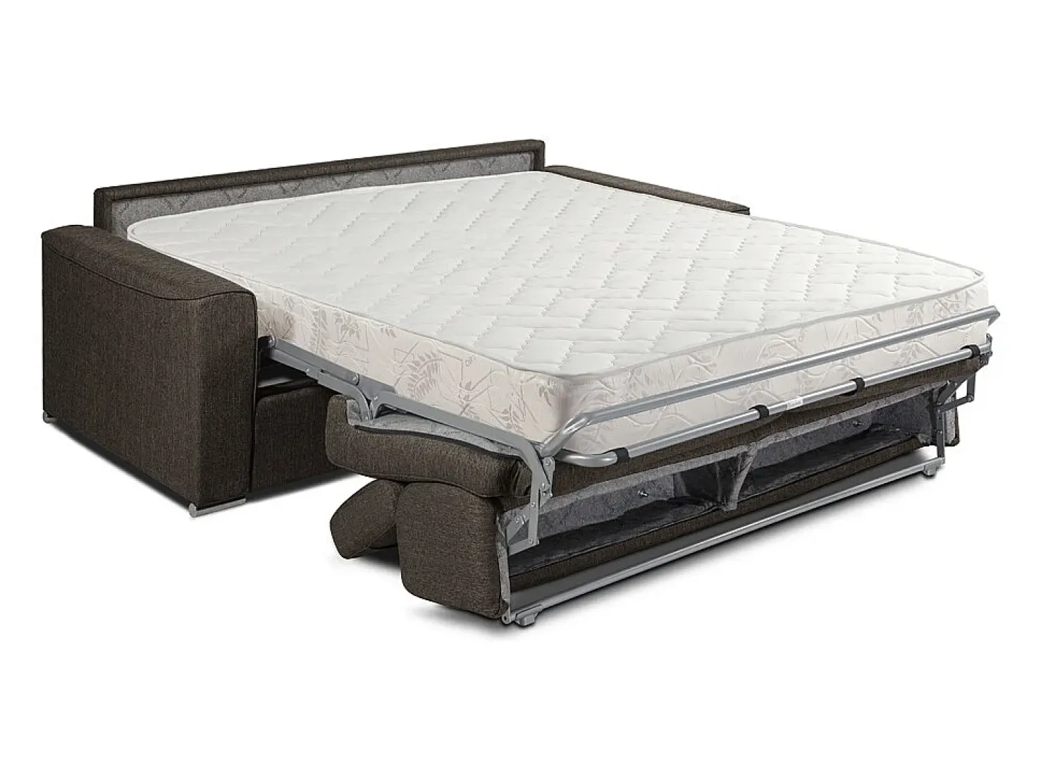 Discount Vente-unique Sofá cama 2 lugares rapidamente convertível 18 cm tecido Castanho VIZIR Castanho chocolate