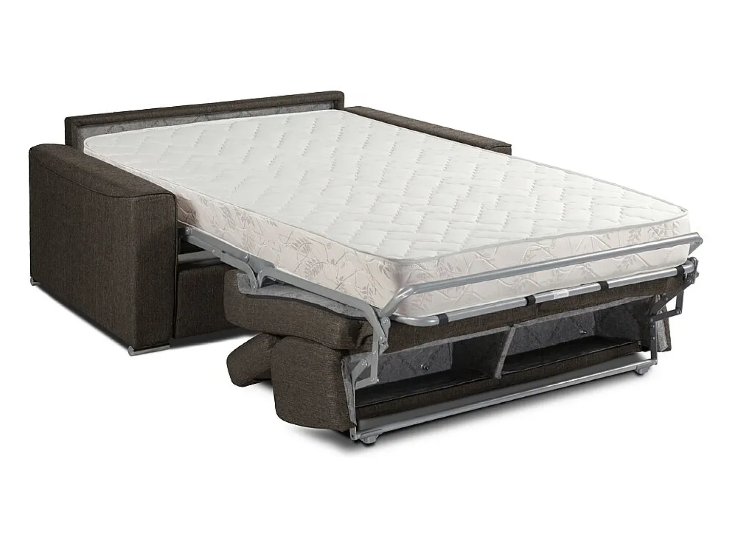 Sale Vente-unique Sofá cama 3 lugares rapidamente convertível 18 cm tecido cinzento VIZIR Castanho chocolate