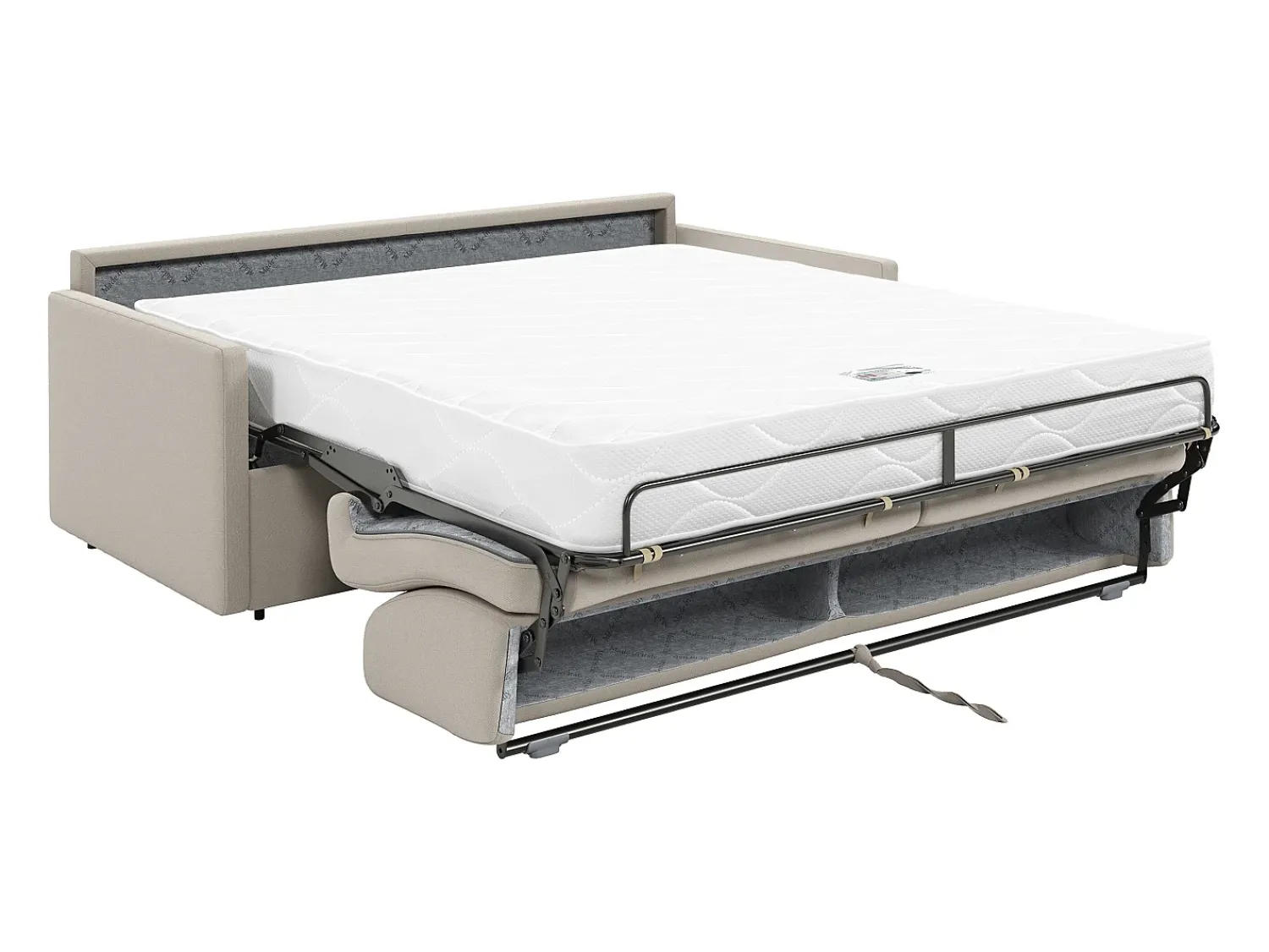 Best Vente-unique Sofá cama 2 lugares rapidamente convertível 18 cm tecido cinzento CALIFE Bege