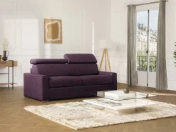 Sofá*Vente-unique Sofá cama 3 lugares rapidamente convertível em tecido Cinza VIZIR Violeta
