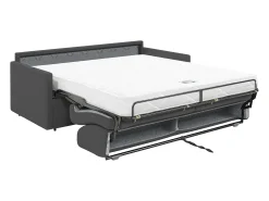Vente-unique Sofá cama 3 lugares rapidamente convertível em tecido Cinza CALIFE Cinzento