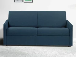 Sofá*Vente-unique Sofá cama 3 lugares rapidamente convertível em tecido Cinza CALIFE Azul escuro